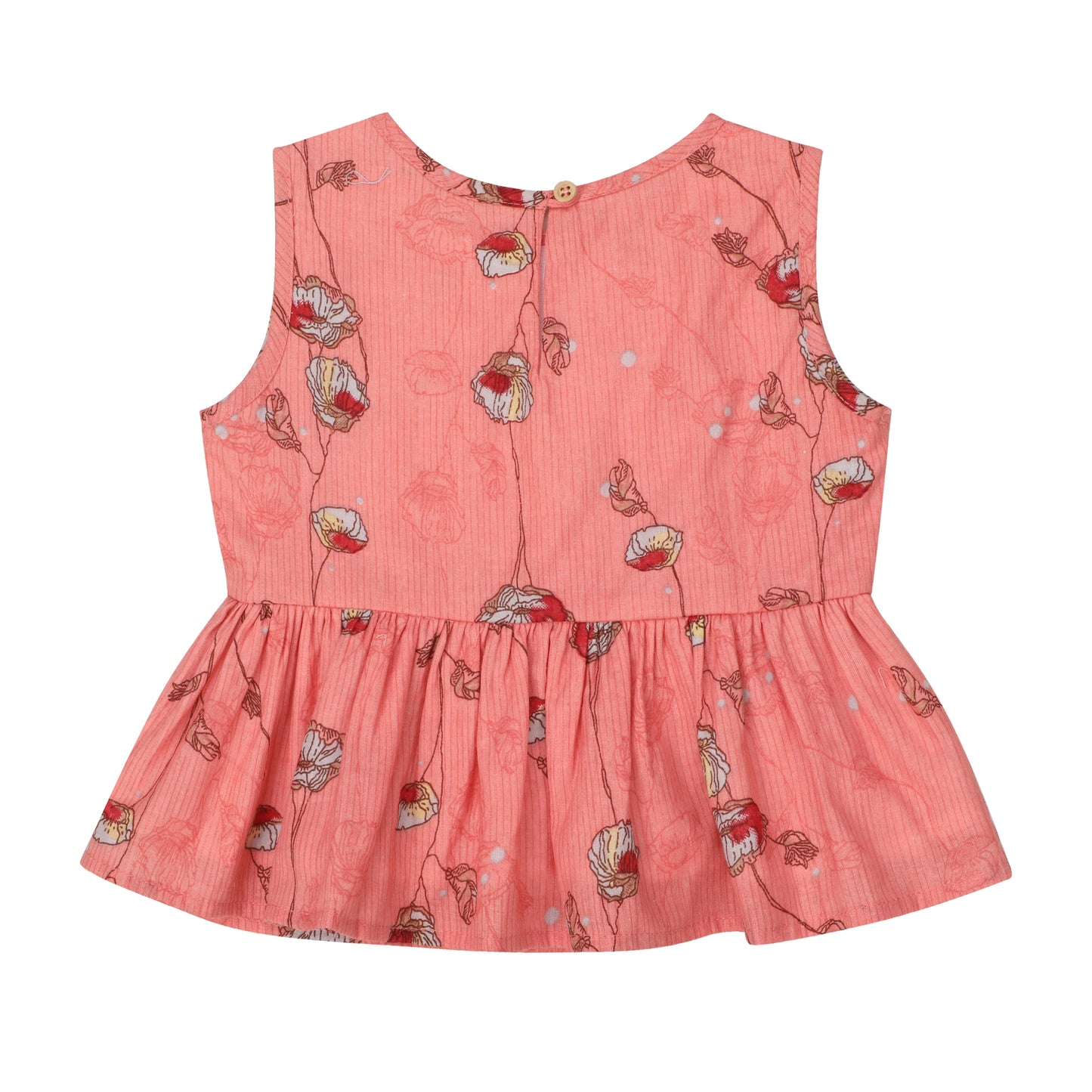 Cotton Frock for Girls | Sleeveless - Floral Print | Pink