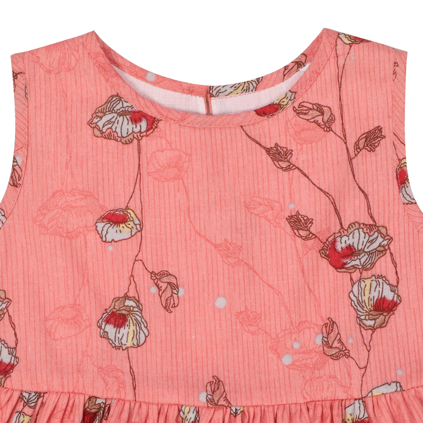 Cotton Frock for Girls | Sleeveless - Floral Print | Pink