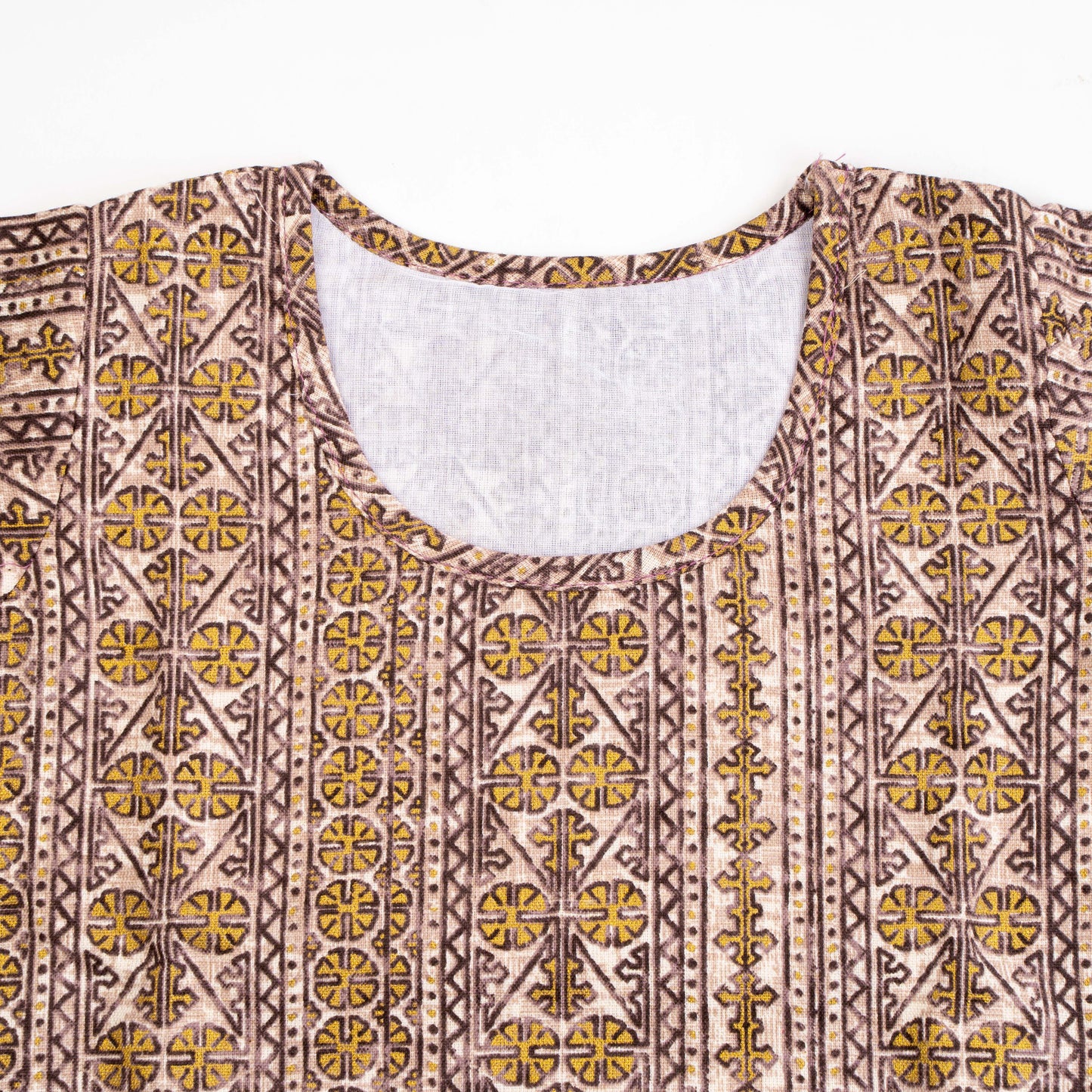 Vest for Infants | Half Sleeve - Round-neck | Green & Golden Geometric Print