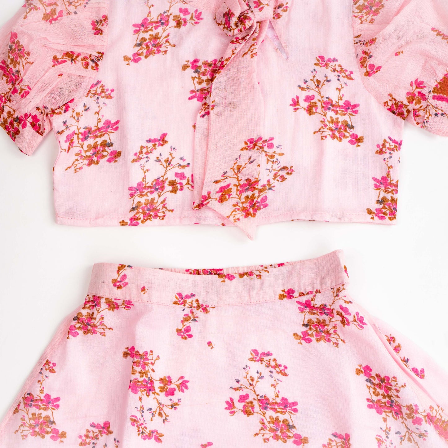 Cotton Maxi Dress for Girls | Half Sleeve - Floral Print | Pink