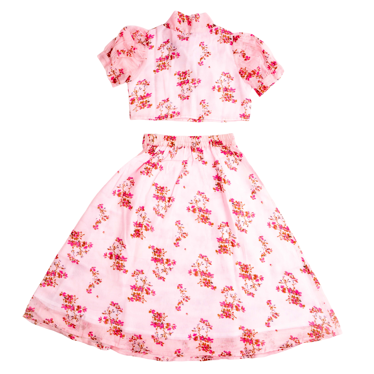Cotton Maxi Dress for Girls | Half Sleeve - Floral Print | Pink