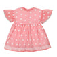 Kota Cotton Frock for Girls | Butterfly Sleeves - White Embroidery | Pink