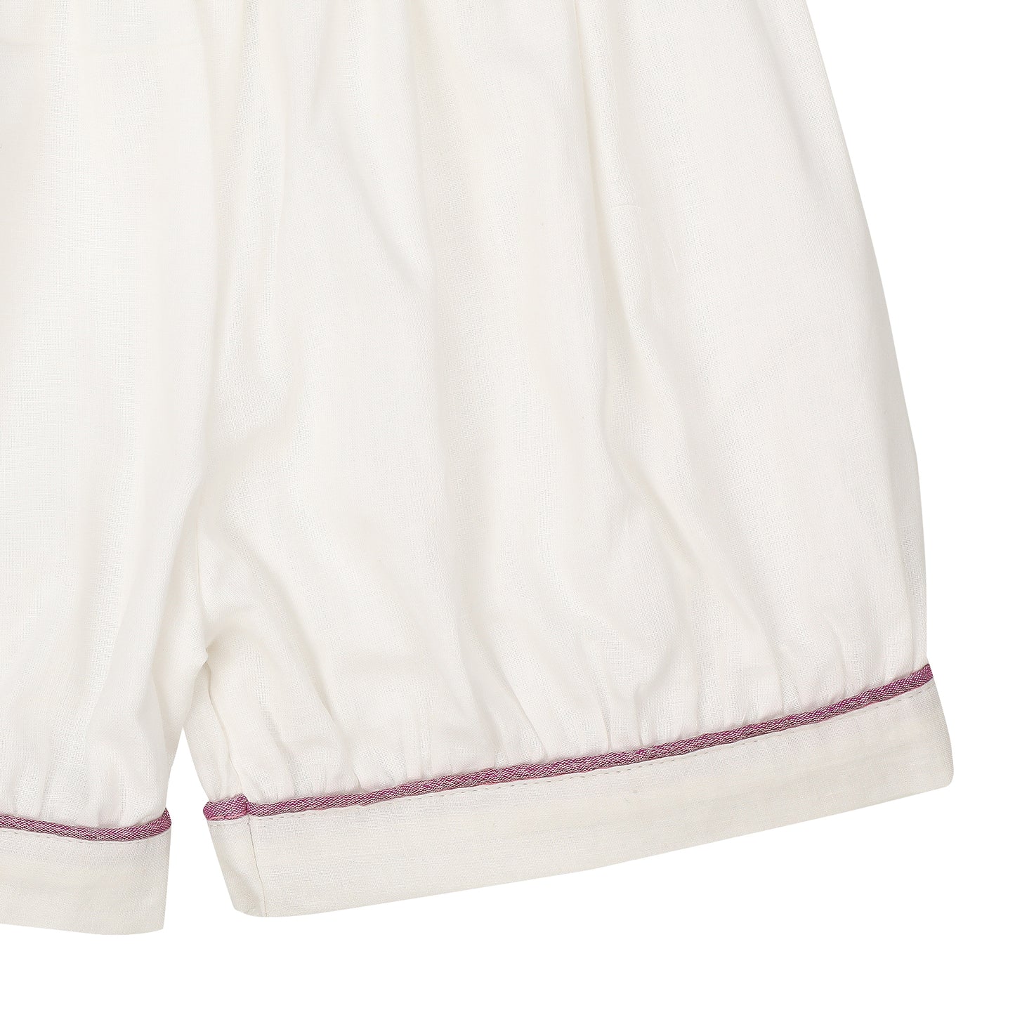 Malmal Shorts for Girls | Colored Piping | White