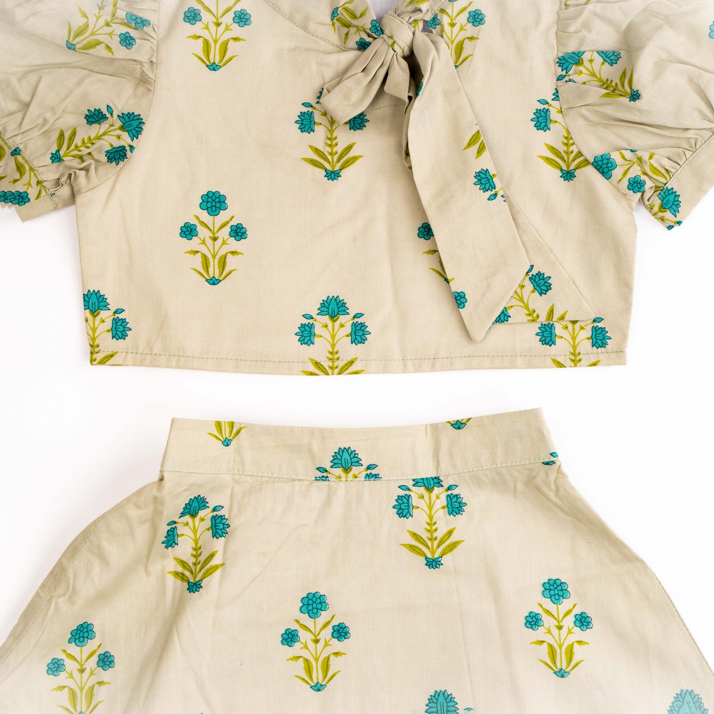 Cotton Maxi Dress for Girls | Half Sleeve - Floral Print | Pastel Green