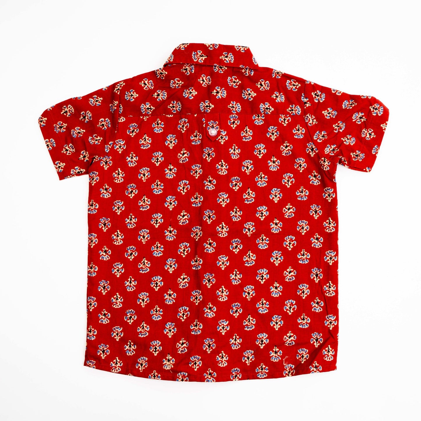 Cotton Shirt for Boys | Standard Collar - Floral Print | Rusty Red